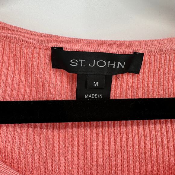 St John Tank Top Womens M Pink Wool Blend Ribbed Knit Classiccore Quiet Luxury - Picture 3 of 8